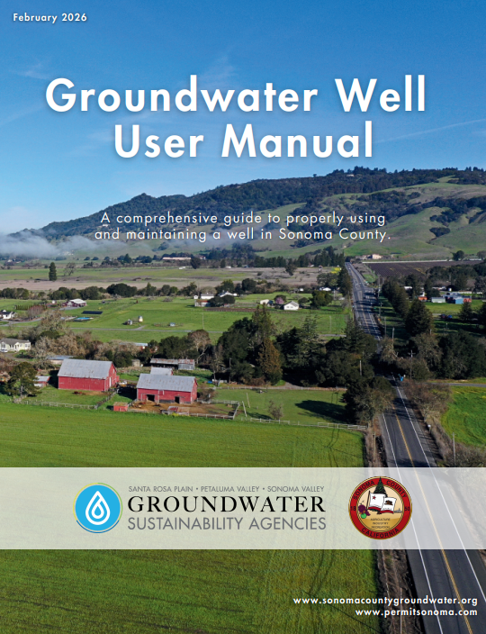 photo of a rural sonoma county landscape on the cover of the Groundwater Well User Manual