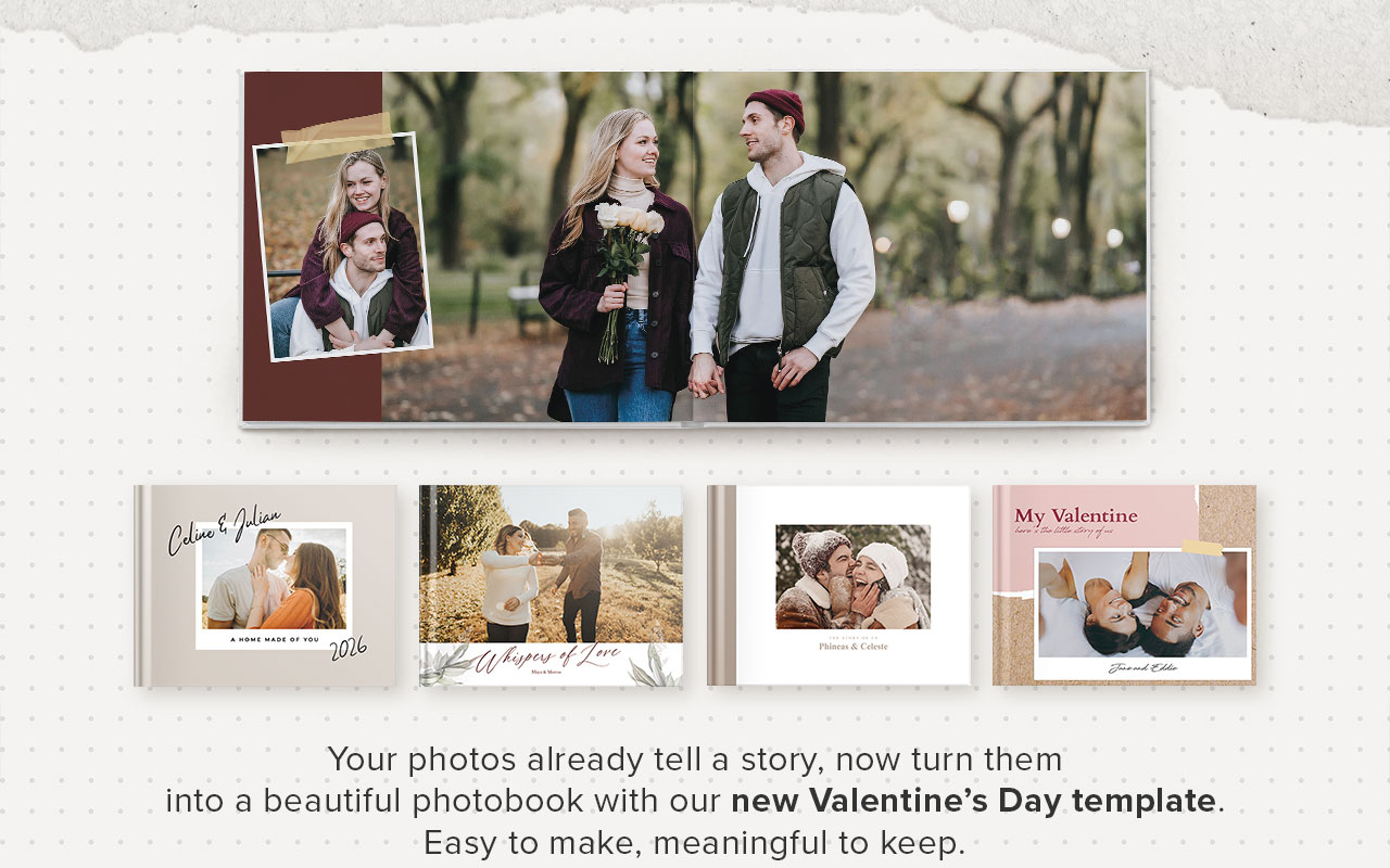Create a meaningful photobook using our new Valentine's Day templates